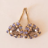Vintage Ohrringe aus 9 Karat Gold mit Rauchquarz und lila Iolithen, 80er Jahre
