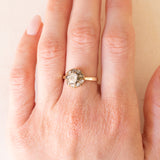 Antiker Gänseblümchen-Ring aus 14 Karat Gelbgold und Silber mit Diamanten aus der Mitte der alten Mine (ca. 0.40 ct) und Rosetten-Seitendiamanten, 10er Jahre