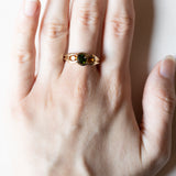 🎃 Anello trilogy vintage in oro 9K con cromodiopside e quarzi arancioni, anni ‘80