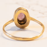 Anello vintage in oro 18K con pasta di vetro viola, anni ‘50