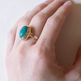 Anello vintage in oro 14K con turchese, anni ‘60