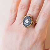 Anello vintage in oro giallo 18K con mosaico, anni ‘70/‘80