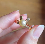Vintage 18K gold pearl ring, 50s
