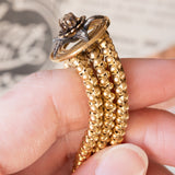 Bracelet ancien en or 18 carats et argent avec diamants taillés en rose, fin des années 800