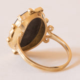 Anello vintage in oro giallo 18K con mosaico, anni ‘70/‘80