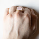 💫 Anello vintage in oro 8K con quarzo rosa, anni ‘70