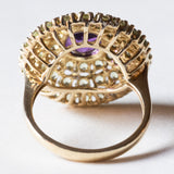 Vintage 8K Gold Patch Ring mit Amethyst (ca. 1.10 ct) und Peridots (ca. 1.50 ctw), 70er Jahre