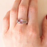 Vintage Ring aus 18 Karat Weißgold mit Amethyst, rosa Saphir und Diamant, 80er Jahre