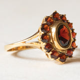 Vintage 18 Karat Gelbgold-Granat-Gänseblümchen-Ring, 60er Jahre