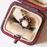Los mit Vintage-Ring aus 10-karätigem Gold mit Granaten und Anhänger aus 8-karätigem Gold mit Granaten und Perle, 60er/70er Jahre