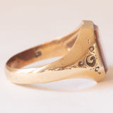 Anello vintage da sigillo in oro 14K con agata, anni ‘50/‘60