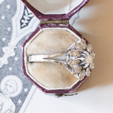 Vintage Gänseblümchenring aus 18 Karat Weißgold mit Diamanten (ca. 0.35 Karat), 60er Jahre