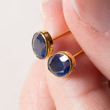 Boucles d'oreilles vintage en or 18 carats avec saphirs bleus, 70