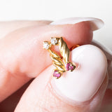 Vintage Ohrringe aus 18 Karat Gelbgold mit Rubinen und Diamantimitationen, 70er Jahre