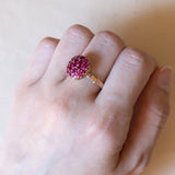 Vintage 18K gold ring with pink topazes, 1970s