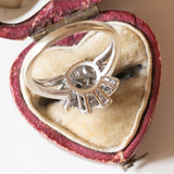 Vintage Gänseblümchenring aus 18 Karat Weißgold mit Diamanten (ca. 0.30 ctw), 60er Jahre