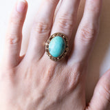 8K gold ring with turquoise, 1940s