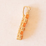 Vintage 14K Gelbgold Feueropal & Diamant Anhänger, 70er/80er Jahre