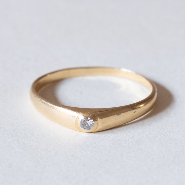 Solitario vintage in oro 18K con diamante di taglio brillante (0.06ct ca.), anni ‘50