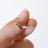 Paire de colliers vintage en or 18 carats avec rubis/saphirs (0,50 ct environ) et diamants (0,50 ct environ), années 1970