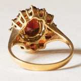 Vintage 18 Karat Gelbgold-Granat-Gänseblümchen-Ring, 60er Jahre