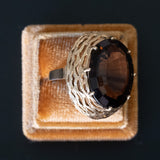Anello vintage da cocktail in oro 14K con quarzo fumé (21ct ca.), anni ‘60/‘70