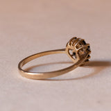 Anello vintage a cuore in oro 18K con topazi e diamante, anni ‘60/‘70