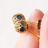 Vintage Ohrringe aus 18 Karat Gold mit Rubinen, blauen Saphiren und grünen Saphiren, 70er Jahre