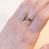 Anello a navette vintage in oro 18K con diamanti (0.20ctw ca.), anni ‘50/‘60
