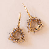 Vintage Ohrringe aus 9 Karat Gold mit Rauchquarz und lila Iolithen, 80er Jahre