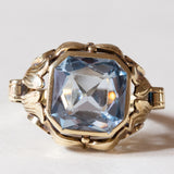 Anello vintage in oro 14K con spinello azzurro, anni ‘60/‘70