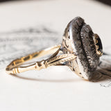 Vintage Antik Stil 18 Karat Gelbgold und Silber Rosettenschliff Saphir und Diamant Gänseblümchen Ring