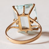 Vintage 18 Karat Gelbgold Aquamarin (ca. 10 Karat) Cocktailring, 50er/60er Jahre