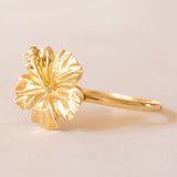 Bague vintage en forme de fleur en or jaune 18 carats, années 70/80