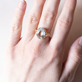 Anello vintage in oro 14K con acquamarina (4ct ca.), anni ‘60