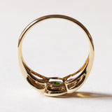 🎃 Anello trilogy vintage in oro 9K con cromodiopside e quarzi arancioni, anni ‘80