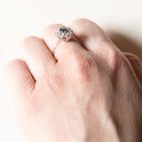 Vintage 18 Karat Weißgold Saphir (ca. 0.50 ct) und Diamanten (ca. 0.20 ctw) Gänseblümchenring, 60er Jahre