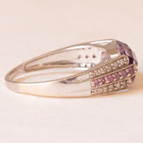 Vintage Ring aus 18 Karat Weißgold mit Amethyst, rosa Saphir und Diamant, 80er Jahre
