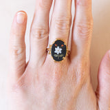 Anello vintage in oro giallo 18K con mosaico, anni ‘70/‘80