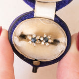 Vintage Gänseblümchen-Ohrringe aus 14 Karat Gelbgold mit Saphiren (ca. 0.10 Karat) und Diamanten (ca. 0.24 Karat), 60er/70er
