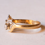 Винтажное кольцо из 18-каратного золота и серебра с бриллиантами и белым камнем, 50-е годы