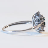 Vintage 18 Karat Weißgold Saphir (ca. 0.50 ct) und Diamanten (ca. 0.05 ctw) Gänseblümchenring, 60er Jahre