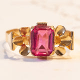 Винтажное кольцо из 18-каратного золота с розовой стеклянной пастой, 60-е годы