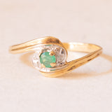 Vintage Ring aus 18 Karat Gelbgold und Weißgold mit Smaragd, 60er/70er Jahre