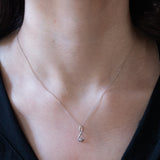 Vintage 9K Weißgold Halskette mit 9K Weißgold Anhänger mit Diamanten, 80er / 90er Jahre