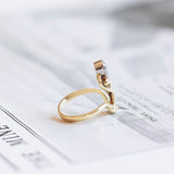 Vintage 14K gold ring with teardrop cut diamond (0.58ct), 70s