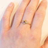 Anello vintage in oro 18K con topazio rosa, anni ‘70