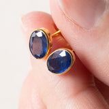 Boucles d'oreilles vintage en or 18 carats avec saphirs bleus, 70