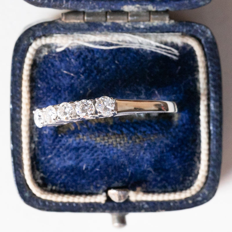 Veretta vintage in oro bianco 14K con diamanti di taglio brillante (0.50ctw ca.), anni ‘60/‘70