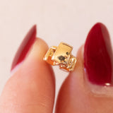 Vintage 14K Gelbgold Feueropal & Diamant Anhänger, 70er/80er Jahre